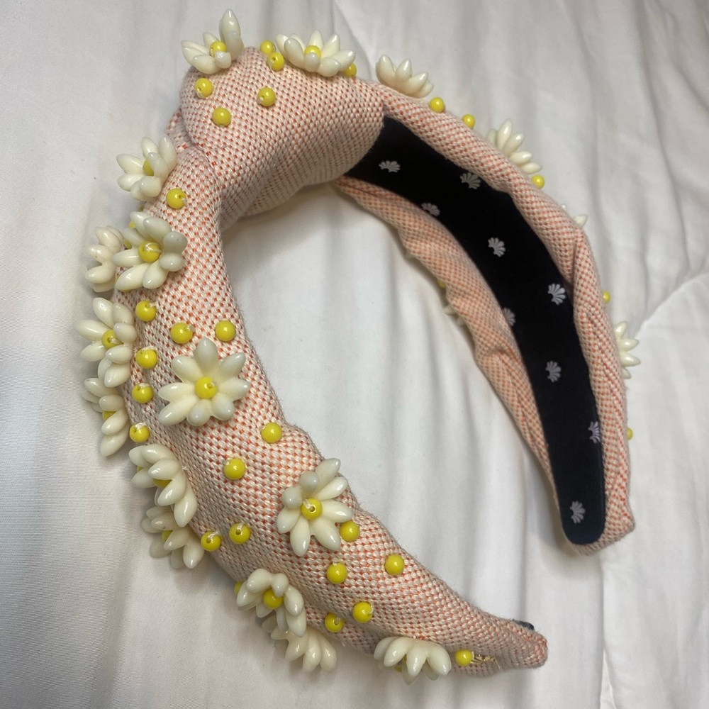 Lele Sadoughi Coral and Yellow Floral Headband